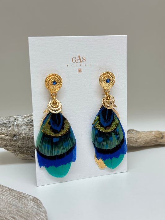 Boucles d'oreille Sao Ter Vert et Bleu Bijoux Produite à Marseille