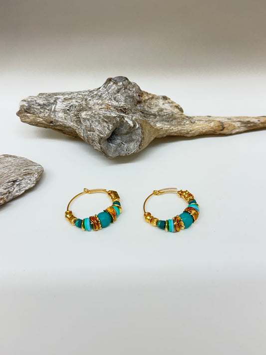 Boucles d'oreille Torsade Turquoise Bijoux Produite à Marseille Gas bijoux Torsade Turquoise