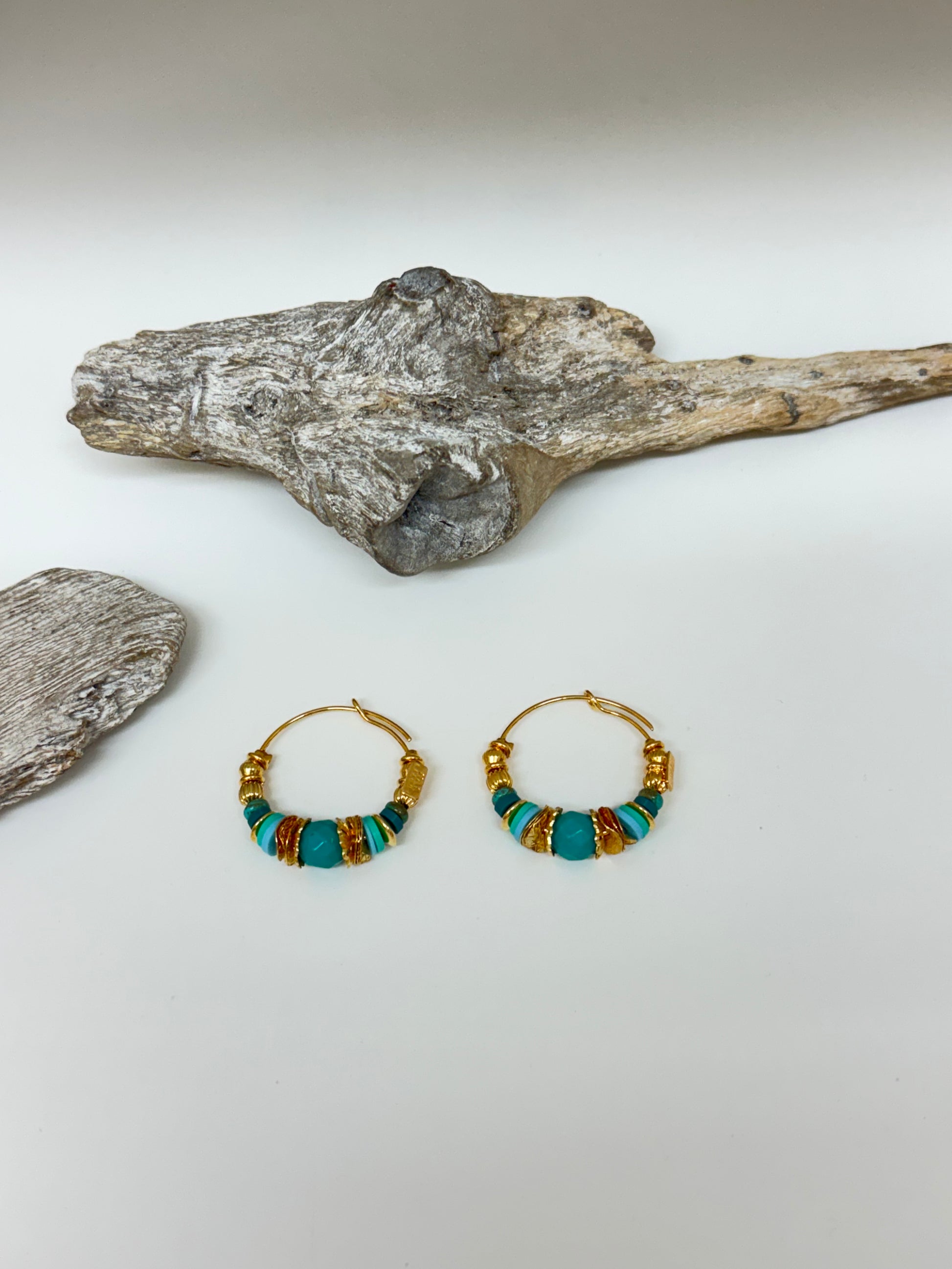 Boucles d'oreille Torsade Turquoise Bijoux Produite à Marseille Gas bijoux Torsade Turquoise