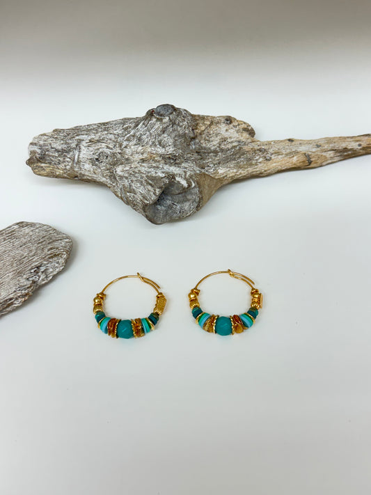 Boucles d'oreille Torsade Turquoise Bijoux Produite à Marseille Gas bijoux Torsade Turquoise