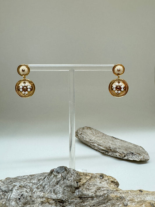 Boucles d'oreille Asequin petite blanche Bijoux Produite à Marseille Gas bijoux Asequin petite blanche