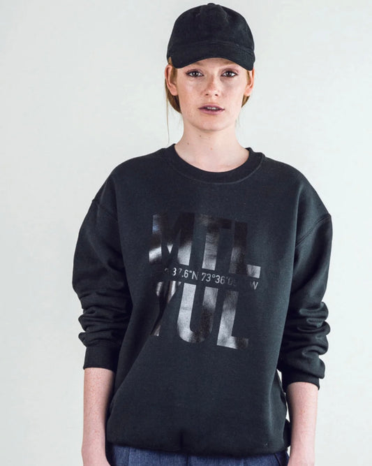 Crewneck Noir Imprimé - MTL/YUL BODYBAG BY JUDE Crewneck - MTL/YUL