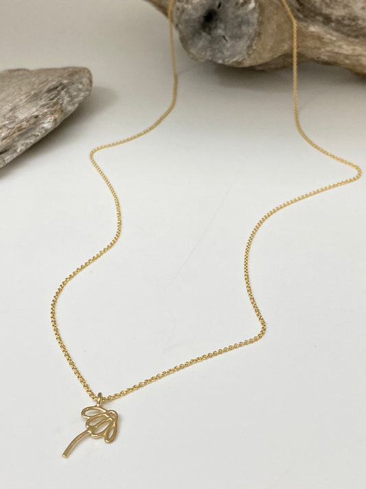Sunflower necklace Or carats Fait à la main à Montréal Collier Tournesol Camillette