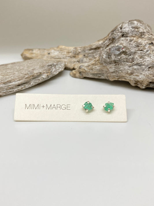 Boucles Émeraude Argent 925 Dessinée à Vancouver Mimi Marge Émeraude