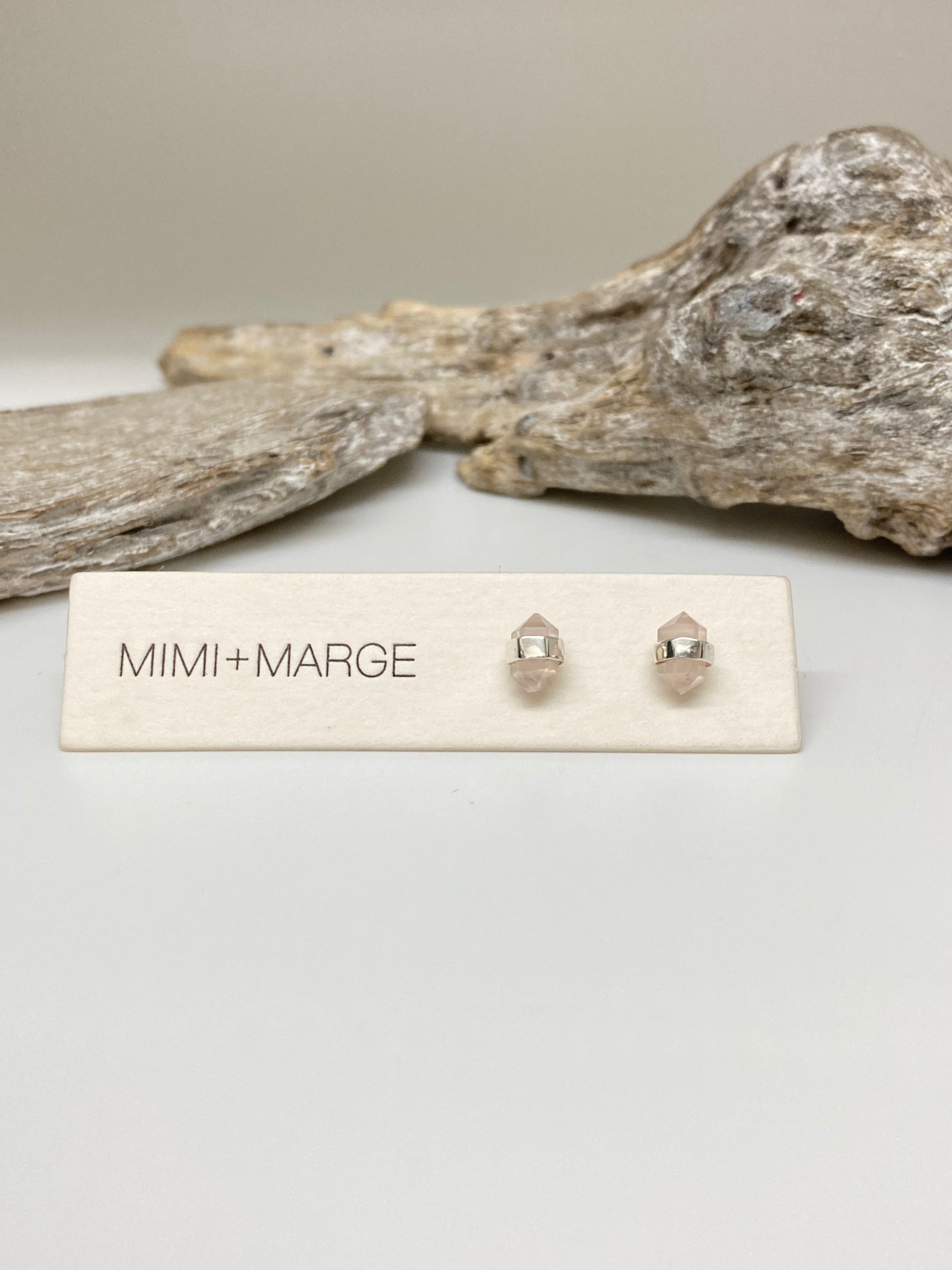 Boucles Quartz rose Argent 925 Dessinée à Vancouver Mimi Marge Quartz rose