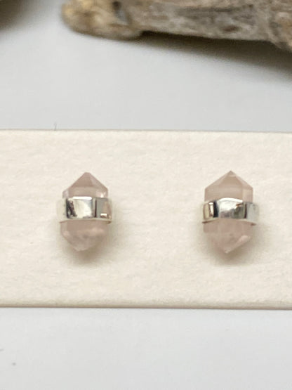Boucles Quartz rose Argent 925 Dessinée à Vancouver Mimi Marge Quartz rose