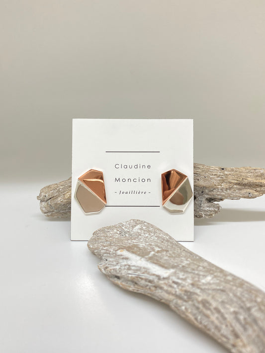 Boucles d'oreilles cuivre et argent E_ASY 02 Claudine Moncion Montréal