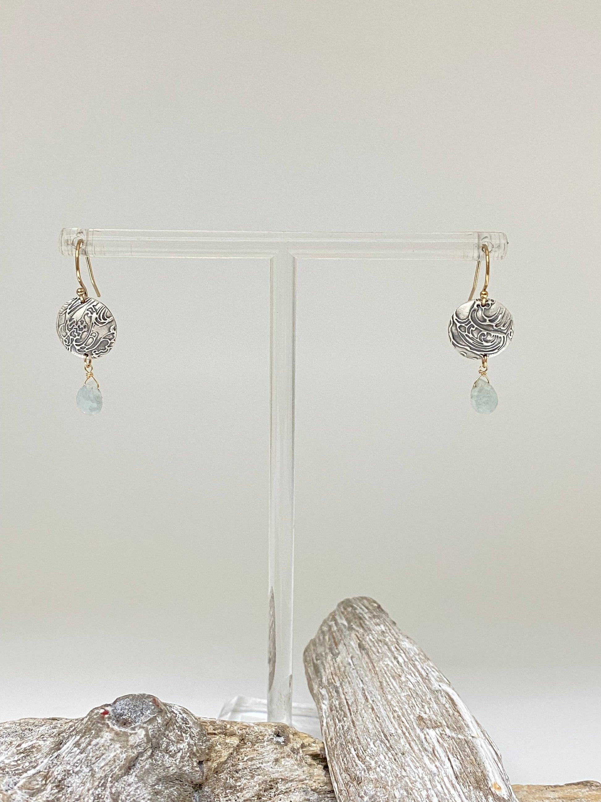 Boucles Dainty 925, aqua-marine fait main en Ontario Dainty Air & Earth Design