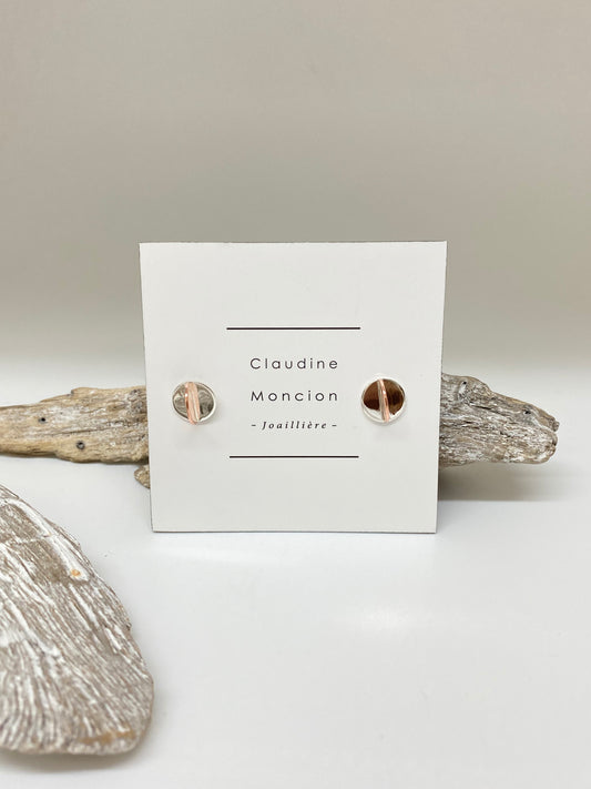 Boucle d'oreilles cuivre et argent Ea_Dem01 Claudine Moncion Montréal Ea_Dem01