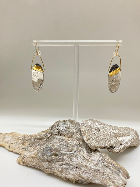 Boucles Tipping point 925&Or fait main en Ontario E-T6 Air & Earth Design