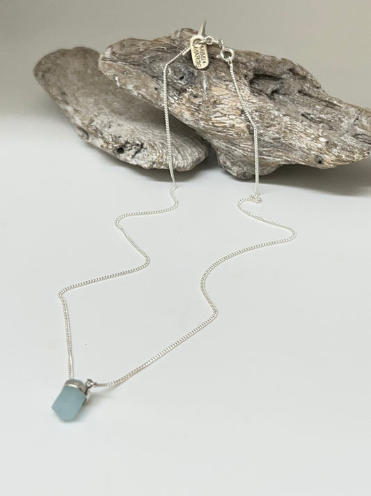Collier Argent 925 et Aqua-Marine Dessiné à Vancouver Mimi Marge