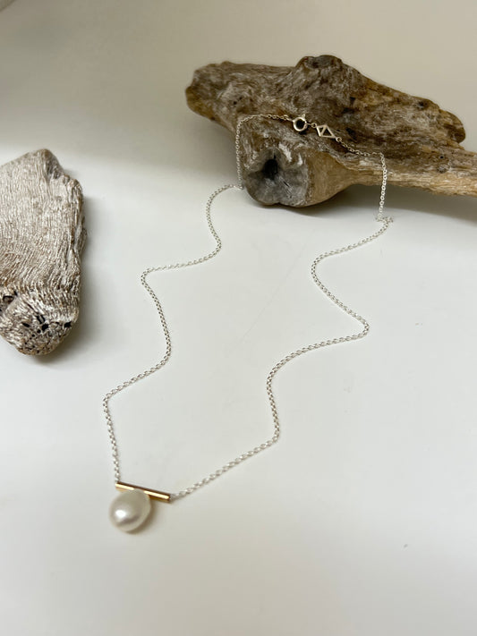 Collier Argent Perle d'eau douce & Vermeil Maksym  Montréal Maksym Joaillerie COLTJP