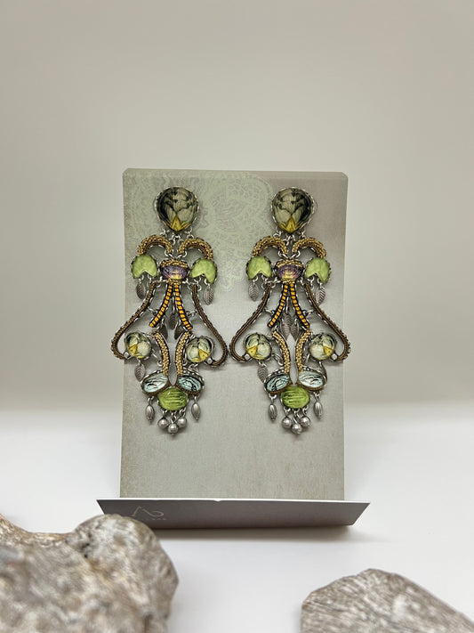 Boucles AyalaBAR Cristaux/Métaux antiques/Verre fabriquées en Israël r1787