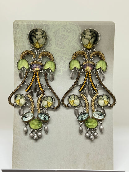 Boucles AyalaBAR Cristaux/Métaux antiques/Verre fabriquées en Israël r1787