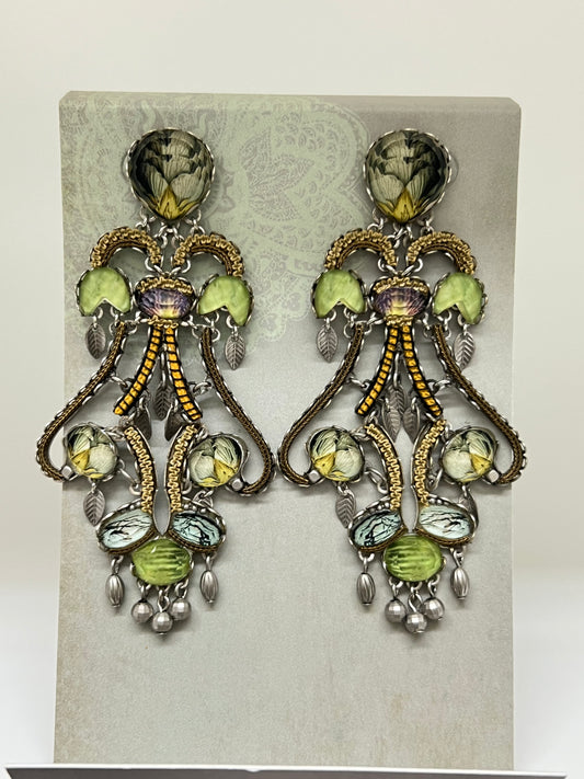 Boucles AyalaBAR Cristaux/Métaux antiques/Verre fabriquées en Israël r1787