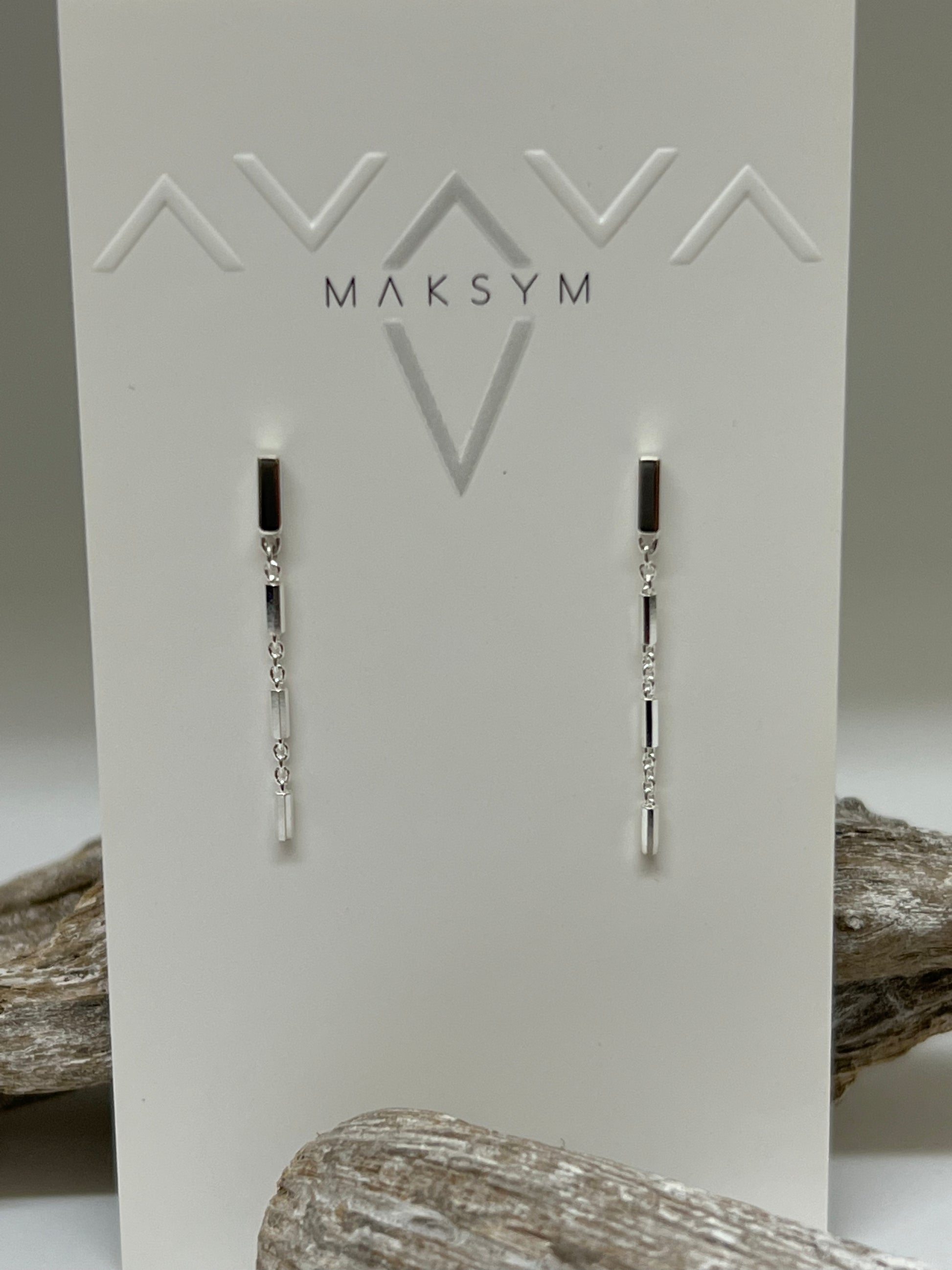 Boucles d'oreilles barres + chaînes // Argent Fait main à Montréal Maksym 