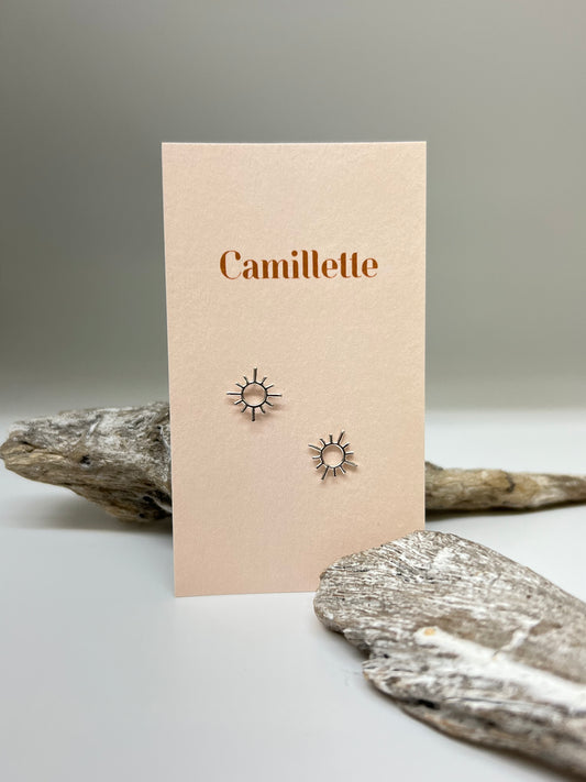 Boucles d'oreille Soleil en Argent 925 Fait main à Montréal Camillette sun earrings