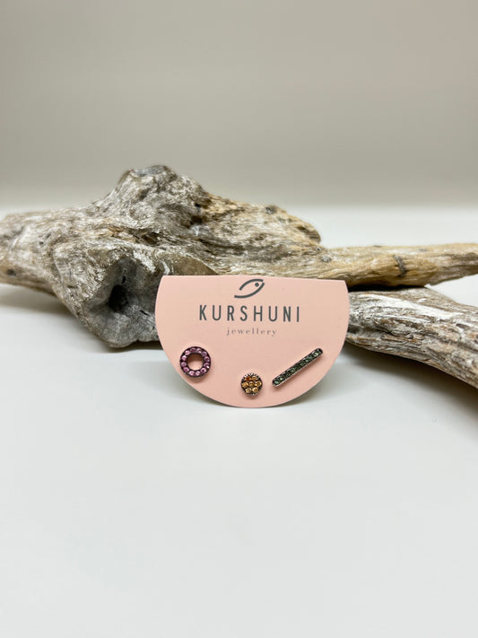 Ensemble trio boucles d'oreilles en argent sterling Kurshuni RNKX207-3Y 