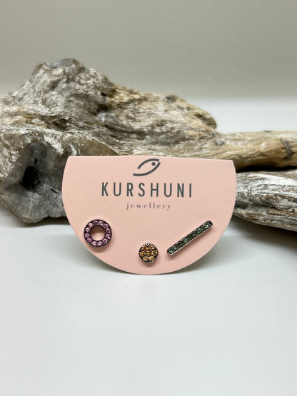 Ensemble trio boucles d'oreilles en argent sterling Kurshuni RNKX207-3Y 