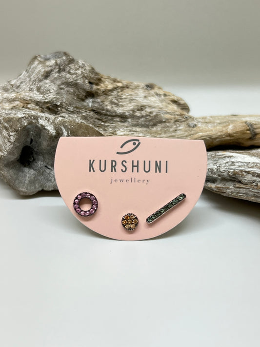 Ensemble trio boucles d'oreilles en argent sterling Kurshuni RNKX207-3Y 