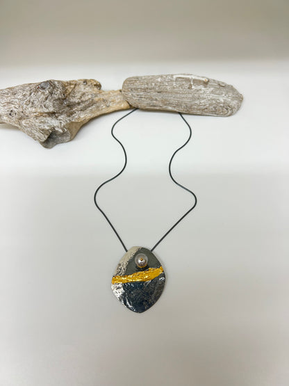 Collier Collier Light Gets In Argent 925 et feuille or, fait main en Ontario Air & Earth Design