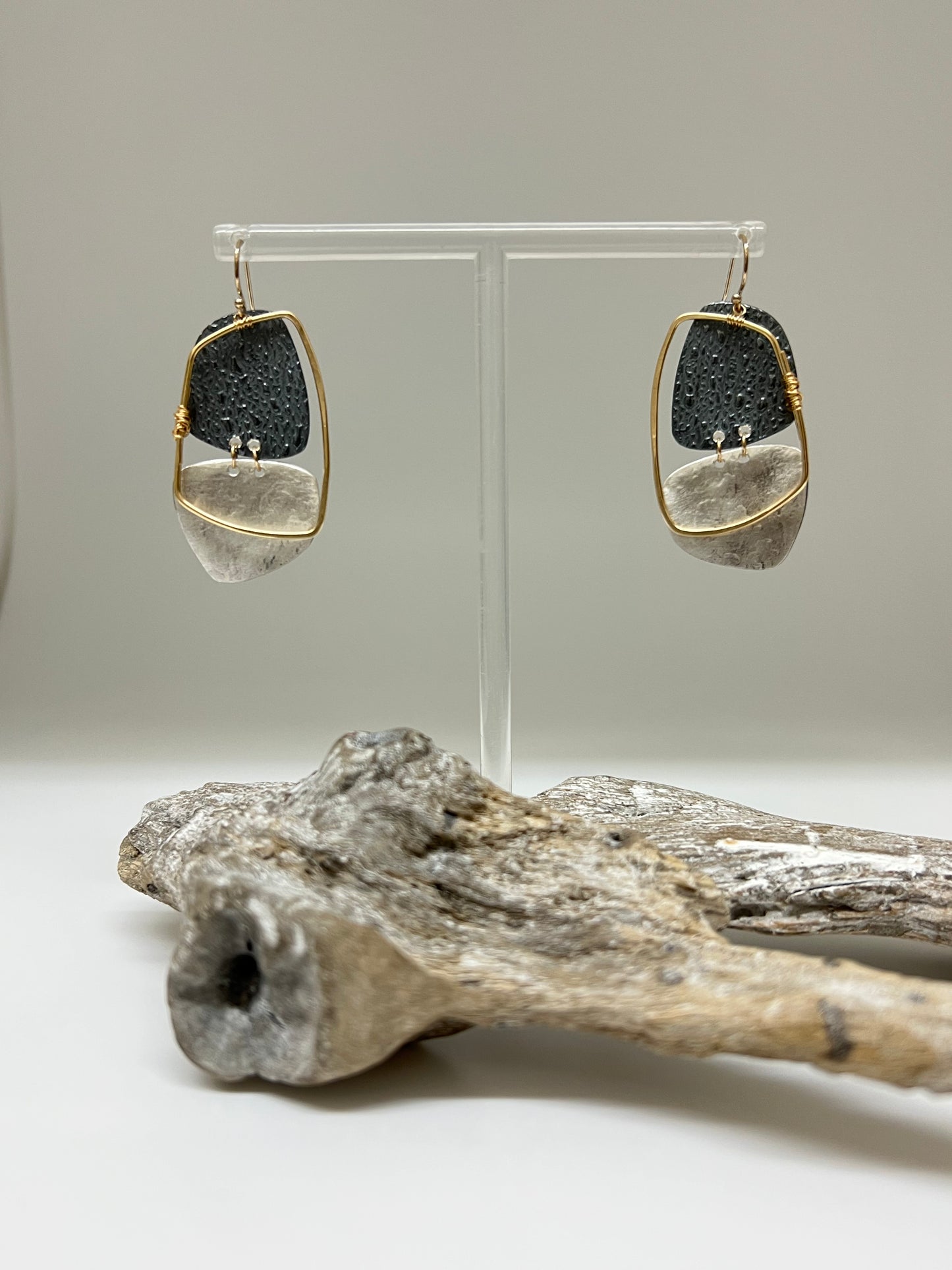 Boucles Cast Argent 925 et Or fait main en Ontario E-H6 Air &amp; Earth Design E-H6