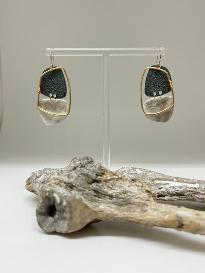 Boucles Cast Argent 925 et Or fait main en Ontario E-H6 Air &amp; Earth Design E-H6