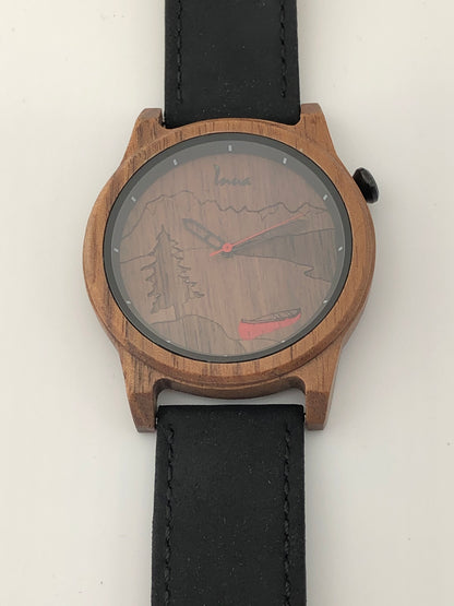 Montre Rocky Mountain en Bois Dessinée au Québec