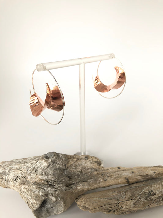 Boucle d'oreilles cuivre et argent 01.03.ForgeCuivre40 Claudine Moncion