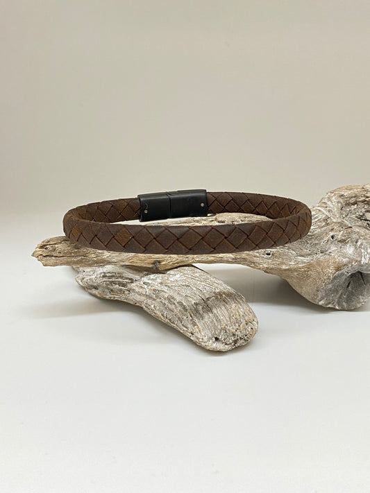 Bracelet Cuir dessiné à Montréal Arz Steel AS-B196
