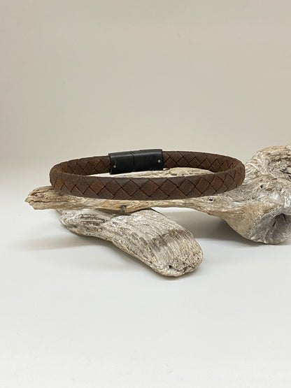 Bracelet Cuir dessiné à Montréal Arz Steel AS-B196