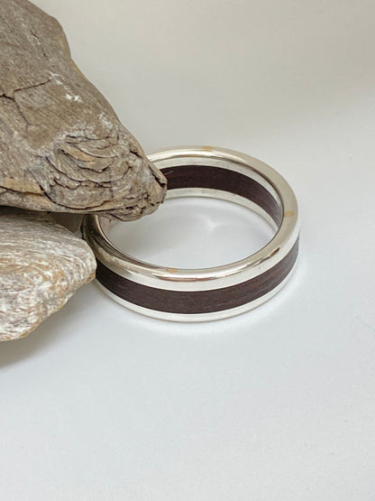 Bague en Argent 925 et Bois Fait à Kamouraska Pierre Brouillette Joaillière PBBA02-3mm