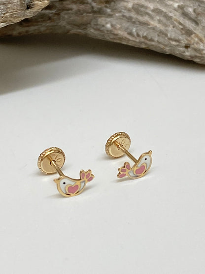 Boucles oiseaux Fait à la main en Espagne 3153  Lune Argent  Espagne