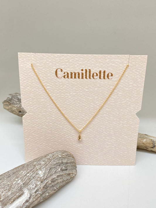 Collier Drop Necklace or 10 carats Fait à la main à Montréal collier Goutte &nbsp;Camillette Drop necklace
