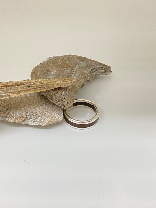Bague en Argent 925 et Bois Fait à Kamouraska Pierre Brouillette Joaillière PBBA02-3mm