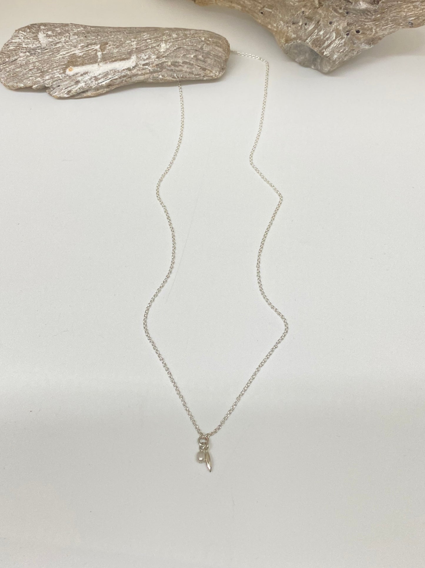 Collier petite perle marquise Argent 925 Maksym joaillerie  Montréal