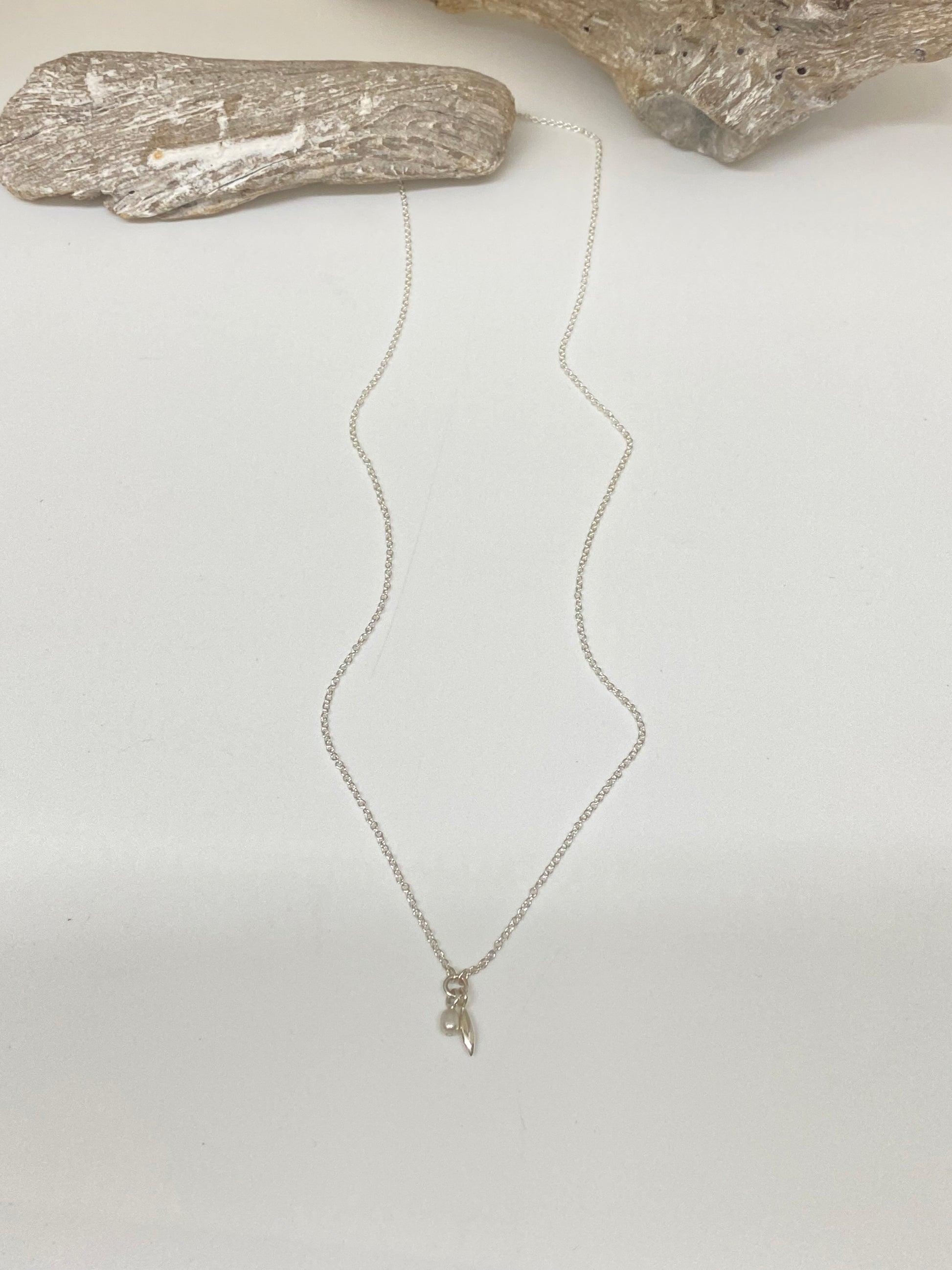 Collier petite perle marquise Argent 925 Maksym joaillerie  Montréal
